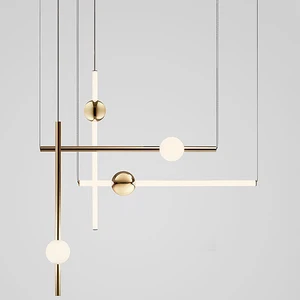 Nordic Simple Hanging Linear Modern Chandelier Led