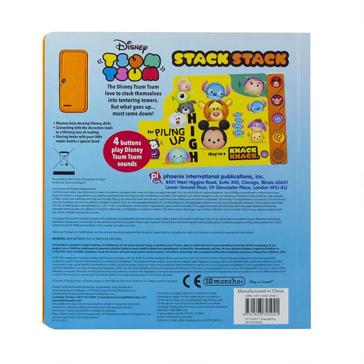 Factory Custom 4-Button English Activity Book for Kids Cartoon Figure Book Sound Printed Offset Hard Cover Made Cardboard Paper