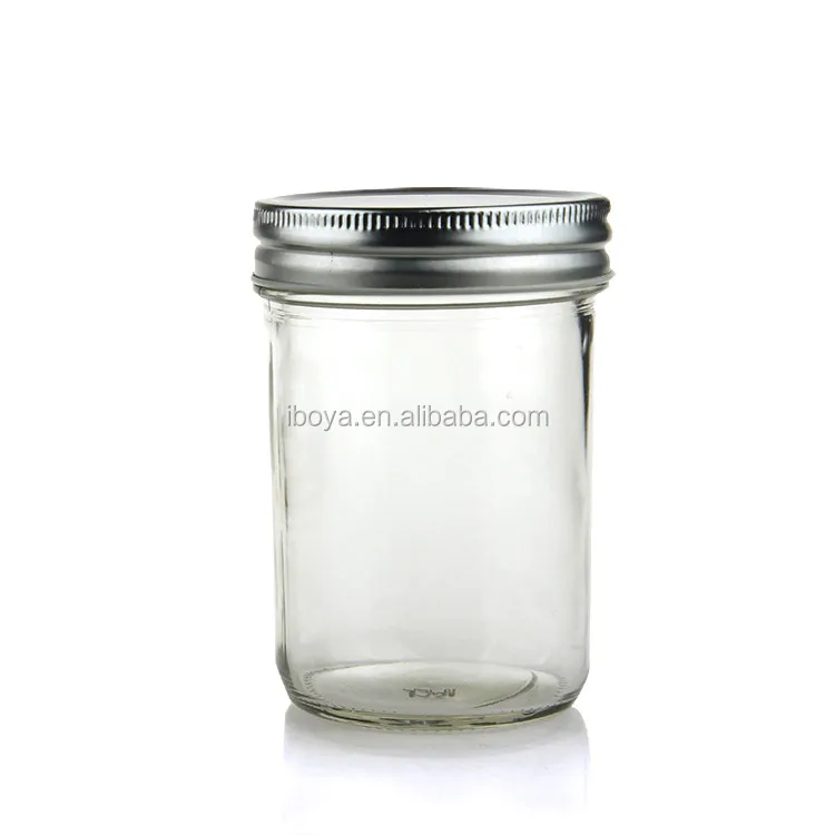 8 oz Eco Mason Tapered Glass Jar with White Lid