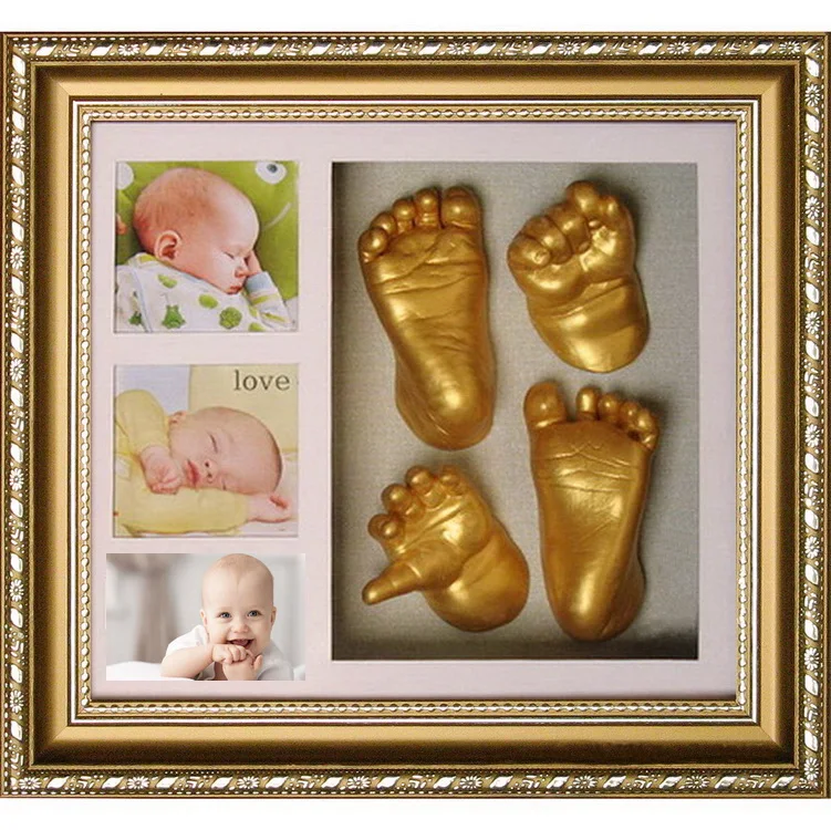  Basic 3D Handprint Footprint Baby Casting Kit Materials with  Metallic Gold Paint by BabyRice : Baby