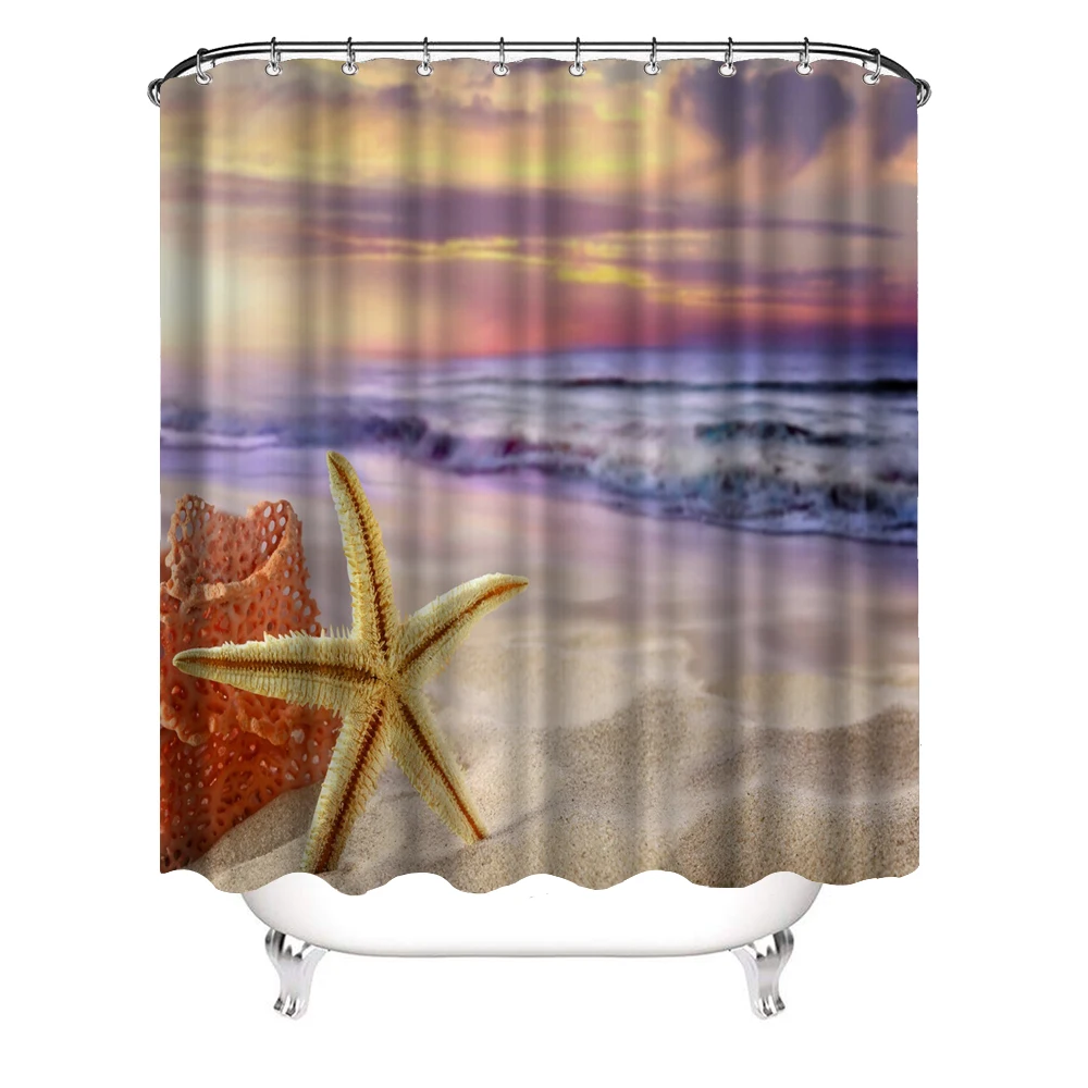 Beautiful tropical beach Shower Curtain Bedroom Waterproof Fabric & 12Hooks new 