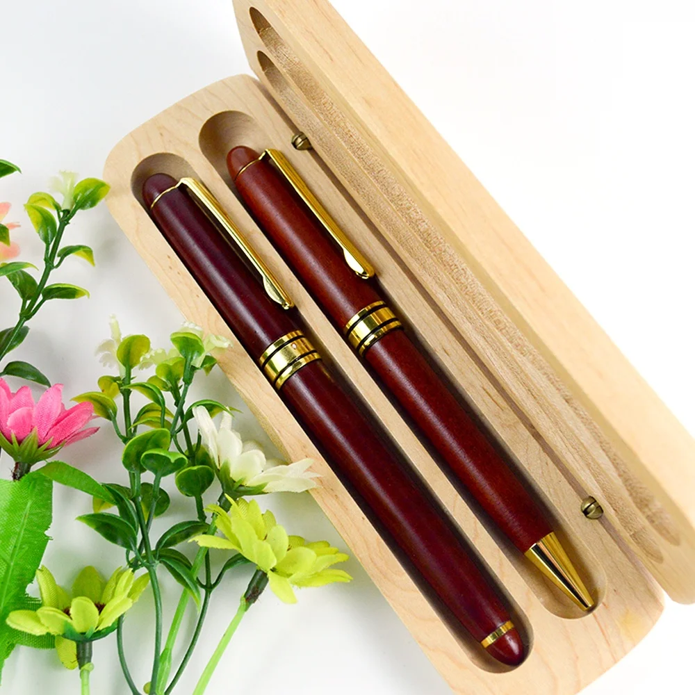 Eco friendly maple wood gift box red rose wood box wooden pen case