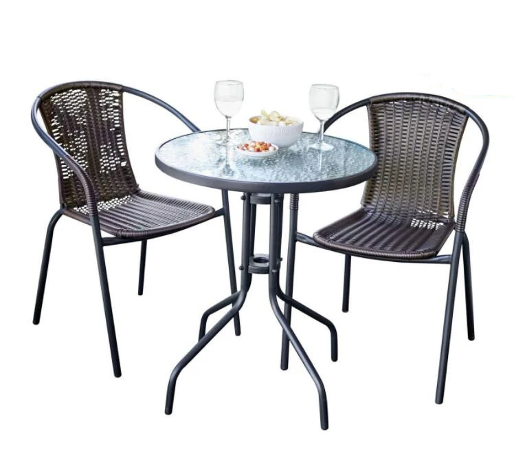 Outdoor Steel Stacking Rattan Patio Garden Bistro Chair Outdoor
