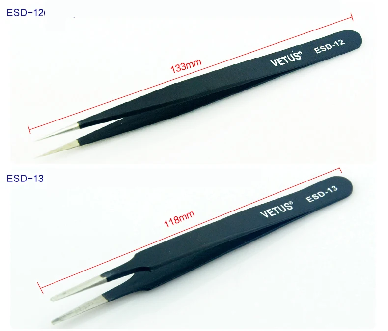 Wholesale Vetus Esd Eyelash Extension Tweezers Black Tweezers For