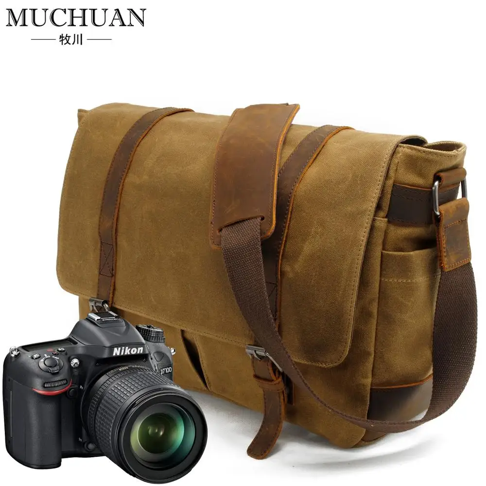 Mens waterproof sling messenger bag stylish canvas shoulder dslr camera bags