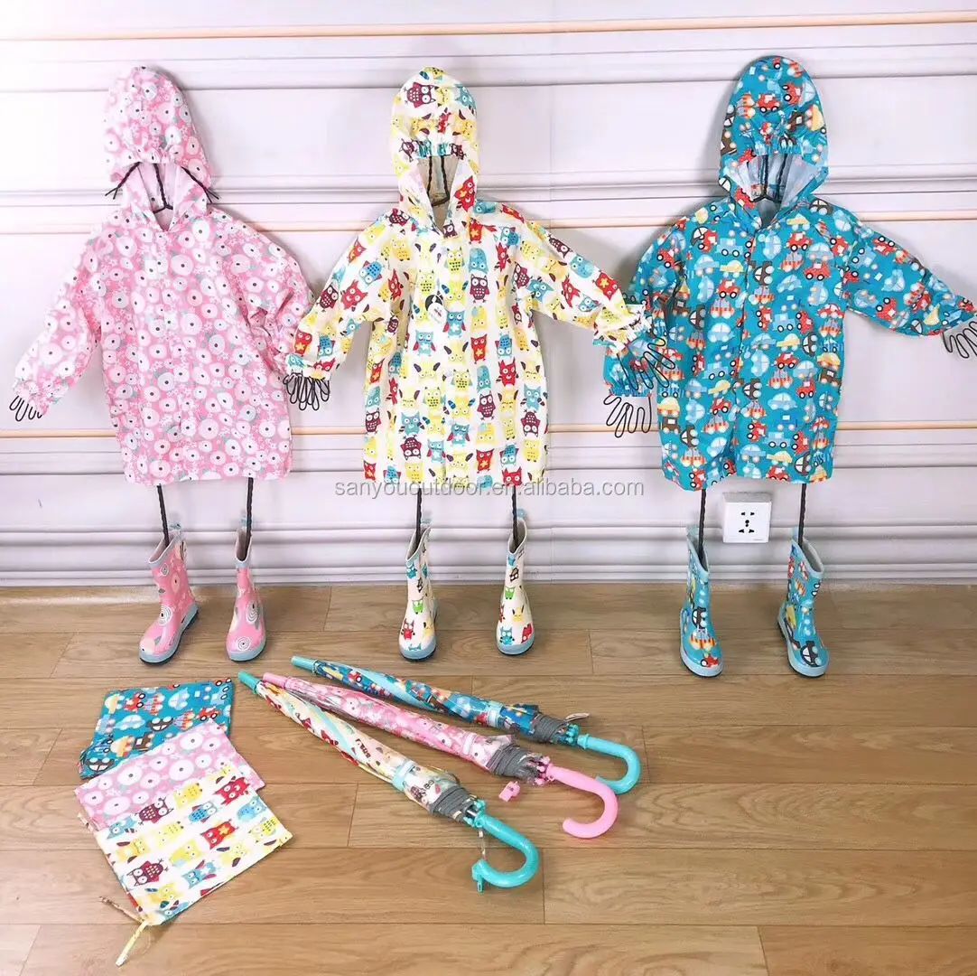 China Cheap Kid Rain Coat Cartoon Animal Pattern Good Waterproof Owl  Children Rain Coat Baby Poncho Nylon Outdoor for Children