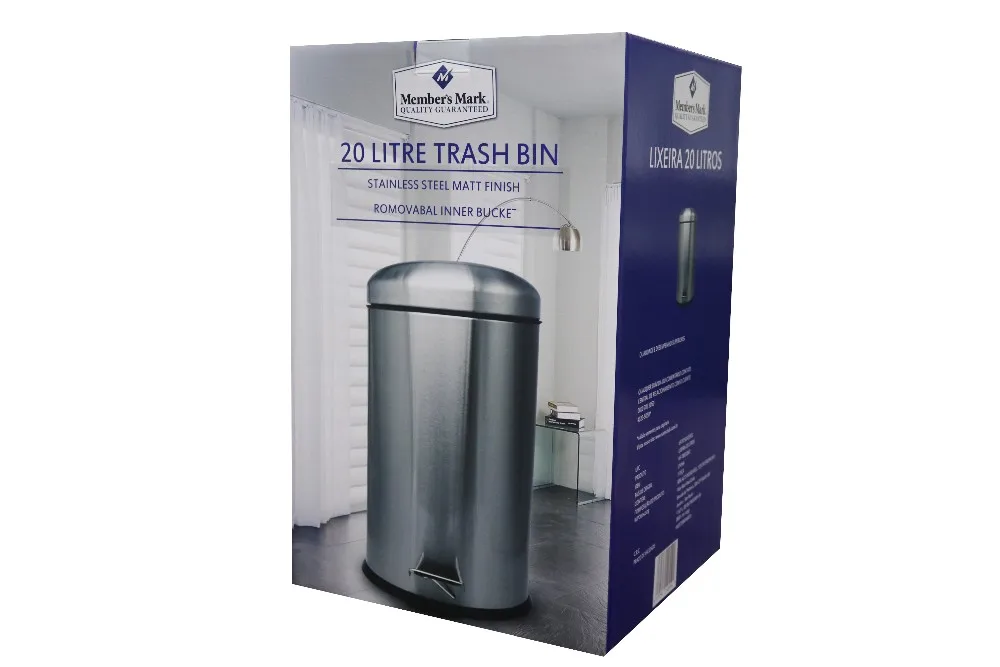 Household 5 Liter / 1.2 Gallon Round Bathroom Step Trash Can Brushed