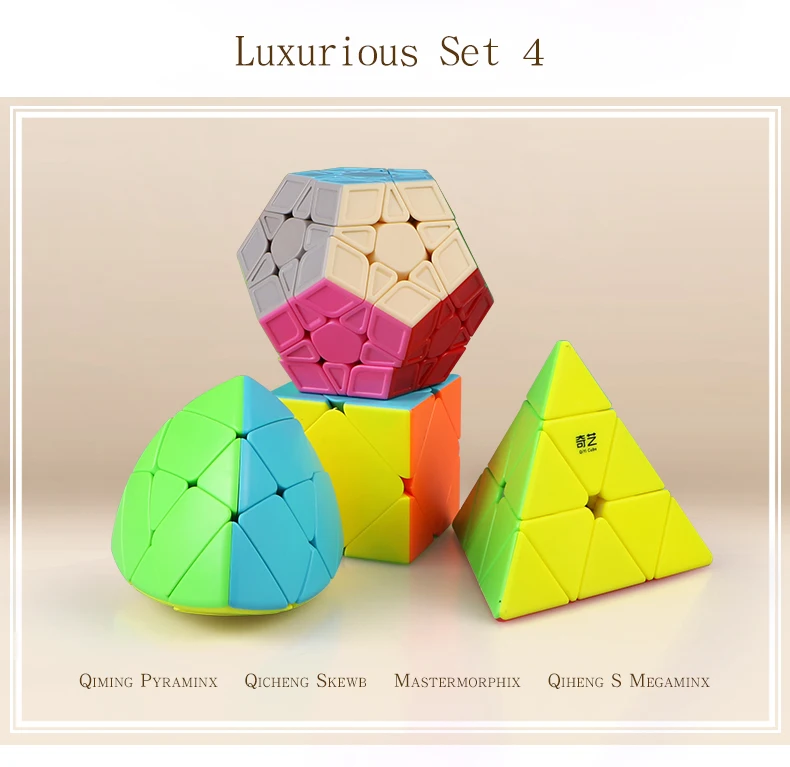 Qiyi Mastermorphix Triangle XieZhuan Megamin Stickerless Magic Speed Cube Set Packing Gift Educational Toys for Kids