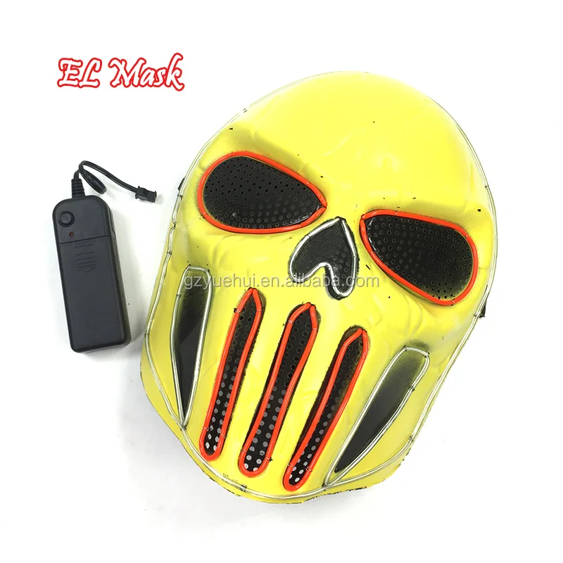 EL Light up CS Gaming Mask Halloween Anime Party Supplies Led Strip Iron Man Superhero Style Mask Neon Death Grimace Mask