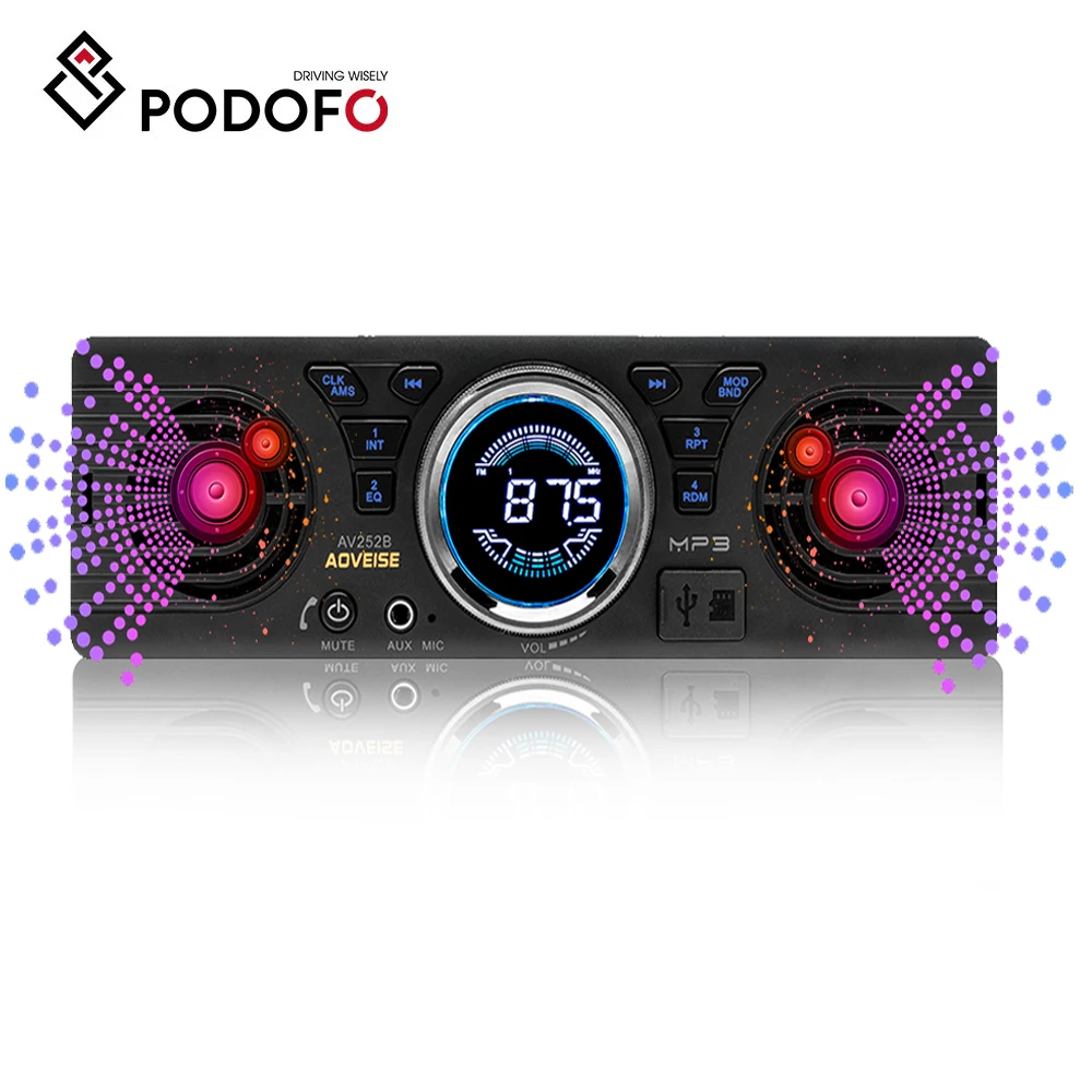 Podofo Car Stereo 1 Din Autoradio Bt Built-in 2 Speakers Fm Usb Aux Sd Audio Music Mp3 Player Radio Receiver - Buy Car Stereo Din Mp3 Player Car Speaker Estereo Autoradio