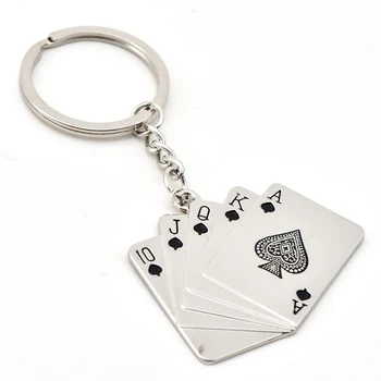 Fashion Metal Poker Cards Key Chain Poker Key Rings