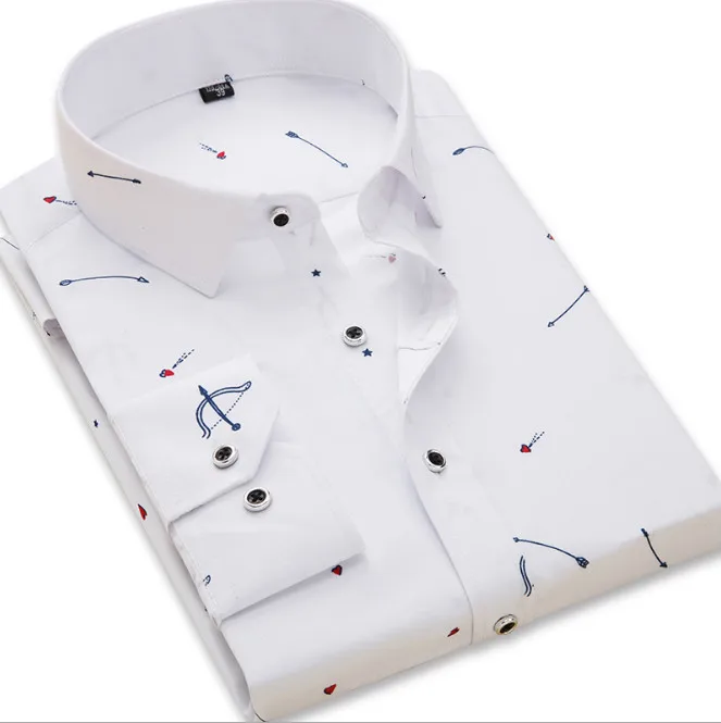 X-Future Mens Slim Fit Business Print Casual Long Sleeve Button Up Dress Work Shirt 