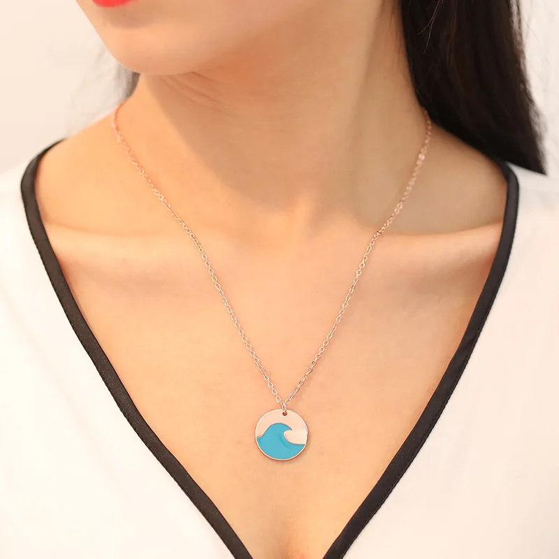 Zooying Blue Enamel Wave Charm Delicate 