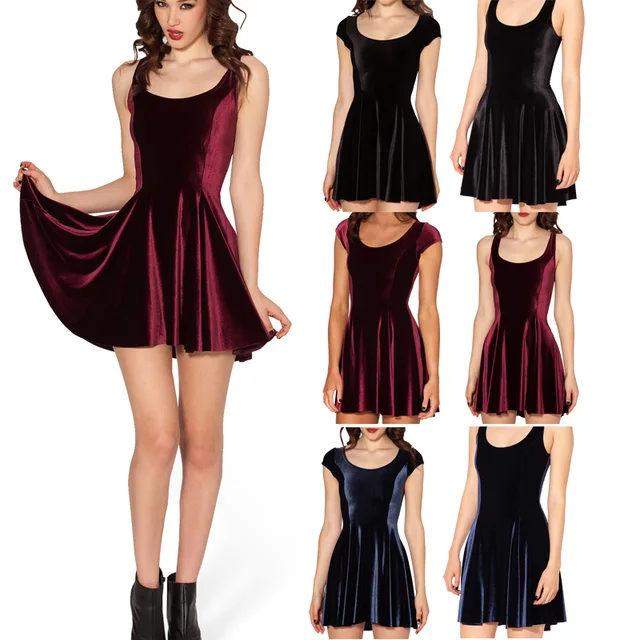 Plus Size Black milk Velvet Short Sleeve Dresses For Woman