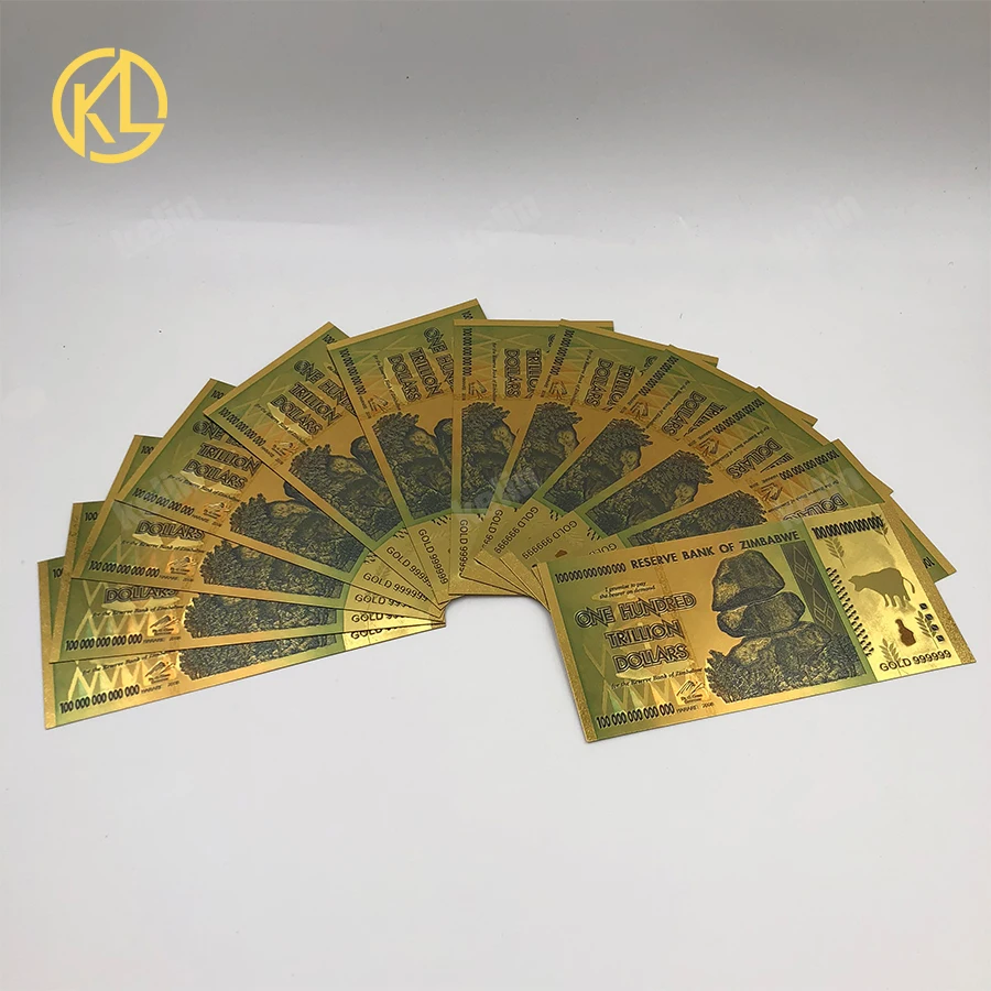 5000개/묶음 컬러 블루 짐바브웨 24K 금 지폐 백조조 달러 지폐 금박 돈 수집 선물