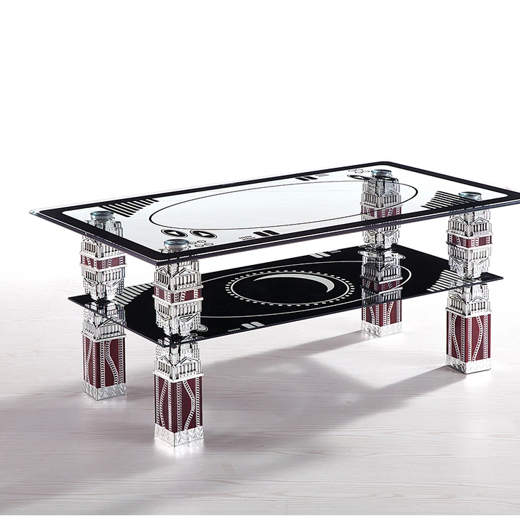 Wholesale Custom Luxury Movable Colorful square Tempered Glass Coffee Table with Stainless Steel Frame