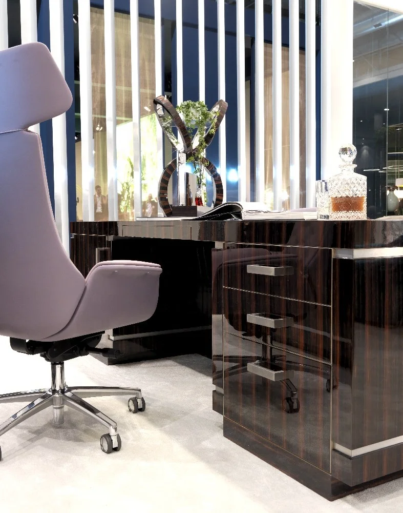 Современный Сияющий эбеновый шпон отделочный домашний письменный стол/роскошный деревянный стол