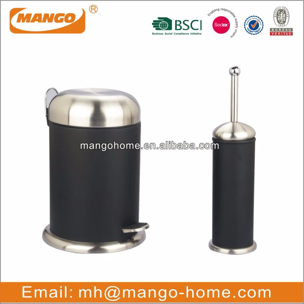 Новый продукт блестящий набор из нержавеющей стали для ванной комнаты включая мусорное ведро и туалетную щетку