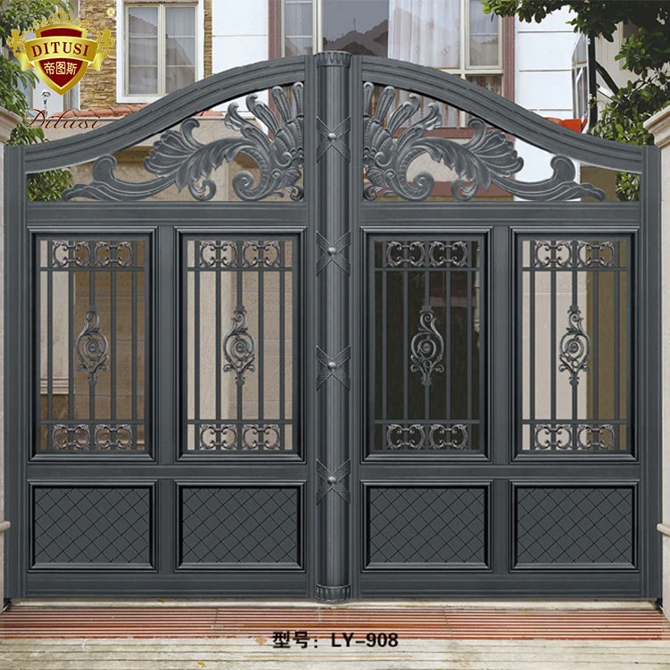 
 Высокое качество lowes кованые железные современные безопасные двери железная садовая конструкция главных ворот  