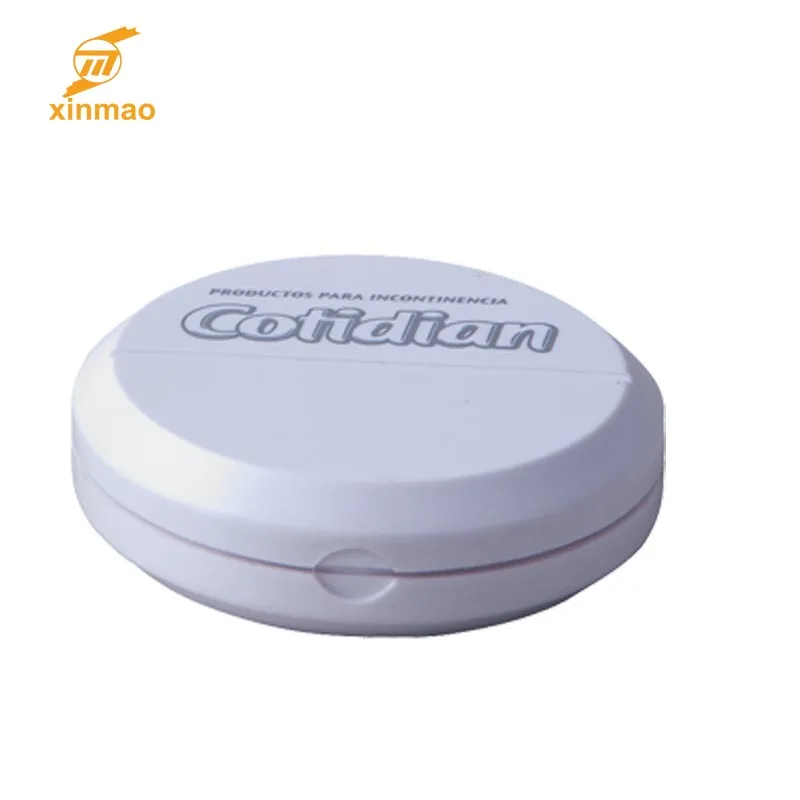 
Оптовая продажа, круглая коробка для таблеток, недорогая коробка для хранения таблеток конфетного цвета с резаком для промо 