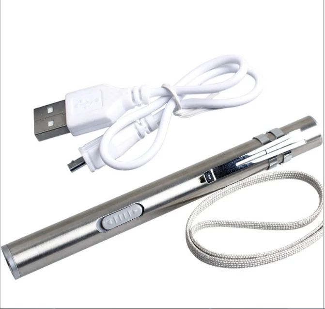 Металлический портативный Usb мини-перезаряжаемый фонарик, медицинский фонарик с антибликовым покрытием, светодиодный фонарик с литиевой батареей