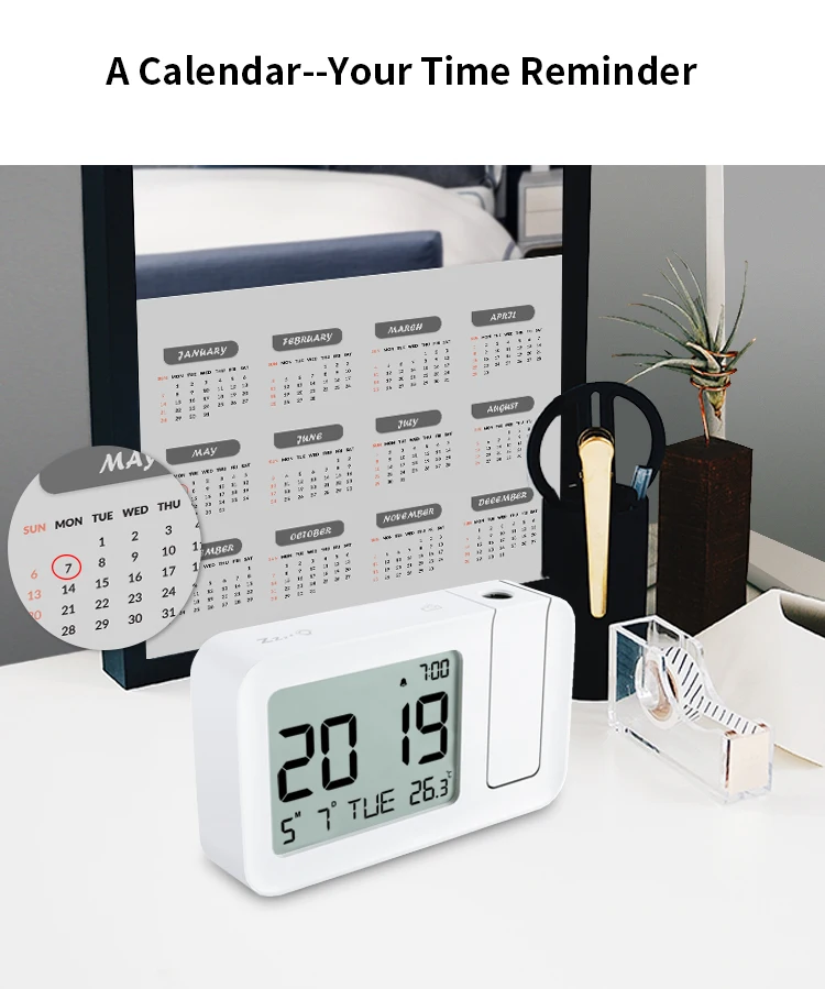 2023  Alarm Clock Projector Blue on Black China Factory Azan Smart Beam Projection Alarm Clock
