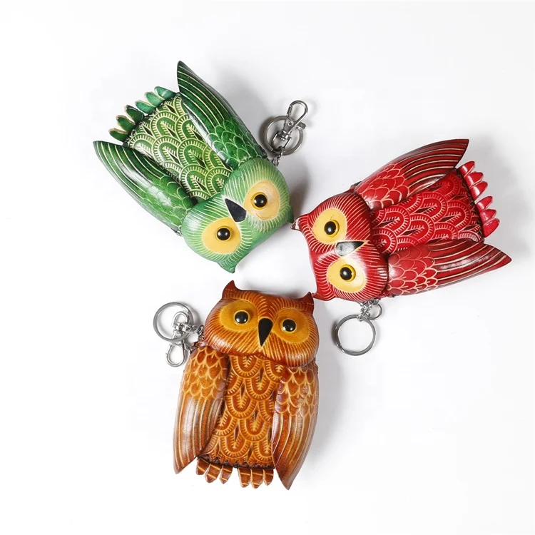 Лидер продаж, винтажный кошелек из воловьей кожи ручной работы с совами