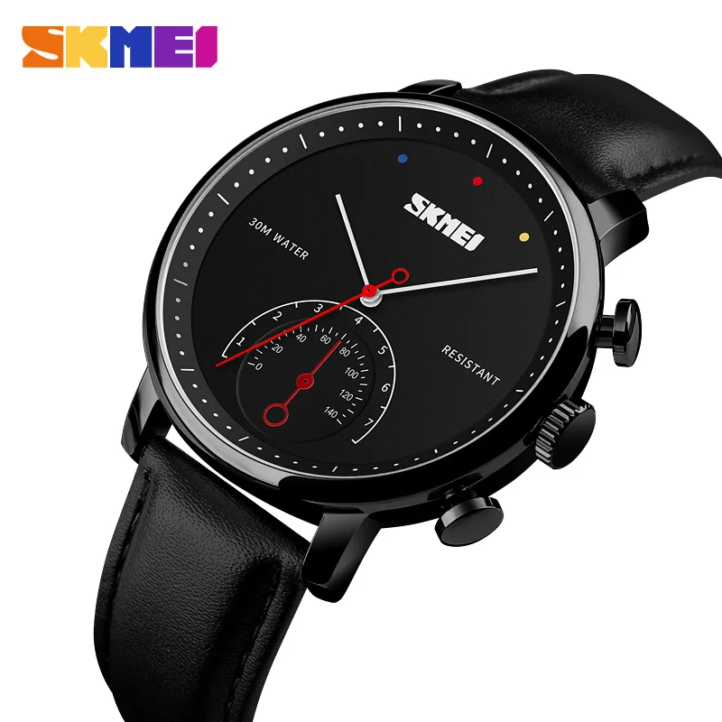 Skmei 1399 wholesale quartz wristwatch waterproof oem black brown men leather watch