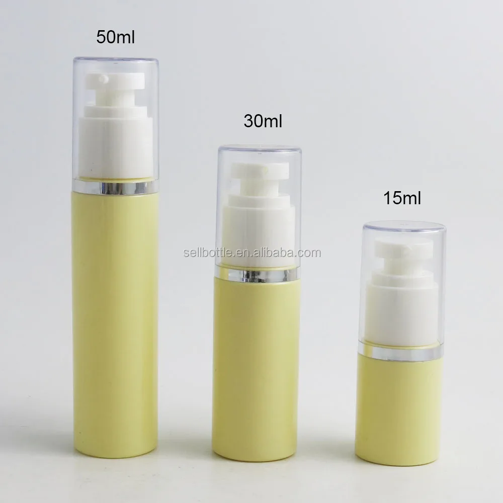 Download New Design 15ml 30ml 50ml Yellow Color Skin Care Plastic Pump Bottles Cosmetic Bottle Buy Plastic Airless Pump Bottles Pet Pump Airless Bottle 30ml Airless Bottle Product On Alibaba Com