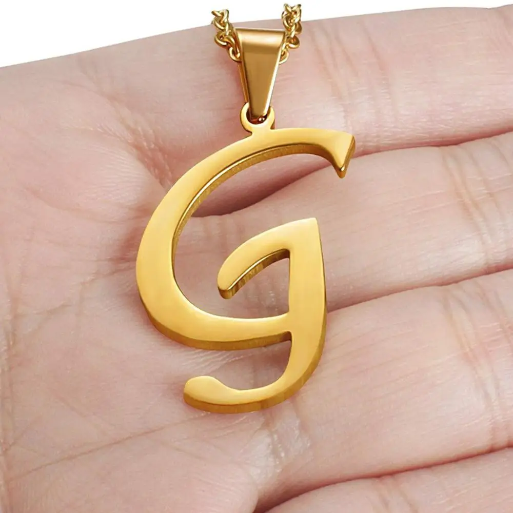 时尚设计 D N M K R S P J V 不锈钢金初始古英文项链字母字母吊坠