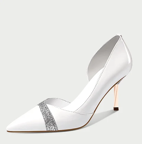 2021 Ladies Shiny Silver High Heel Pumps Dress Shoes Pointy Toe White Wedding Party Elegant Shoes For Ladies Girls - Buy White Dress Shoes Stiletto Thin Heel Shoes,Lady High Heel Shoes,Pointy