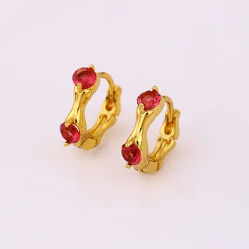 25125 xuping elegant simple design gold red diamond stone zirconia women's earring