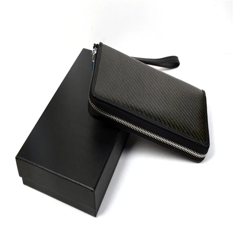 Carbon Fiber  Products Carbon Fiber Wallet with high quality Hand-held Zipper Wallet for Men