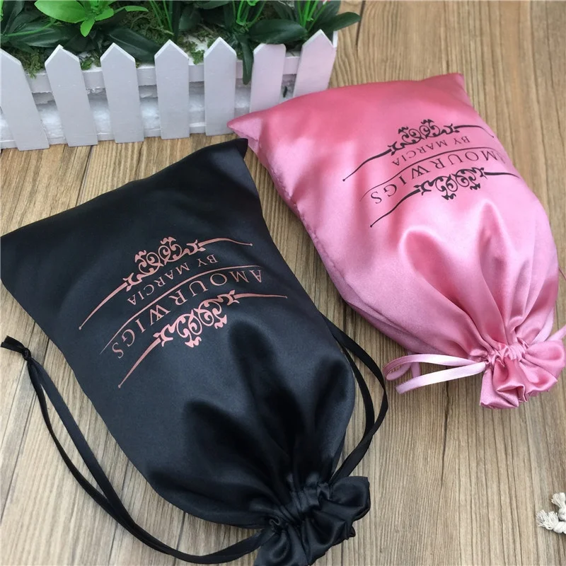 Source Custom satin silk bag for hair bundles/braided wigs, satin virgin  hair packaging bag on m.