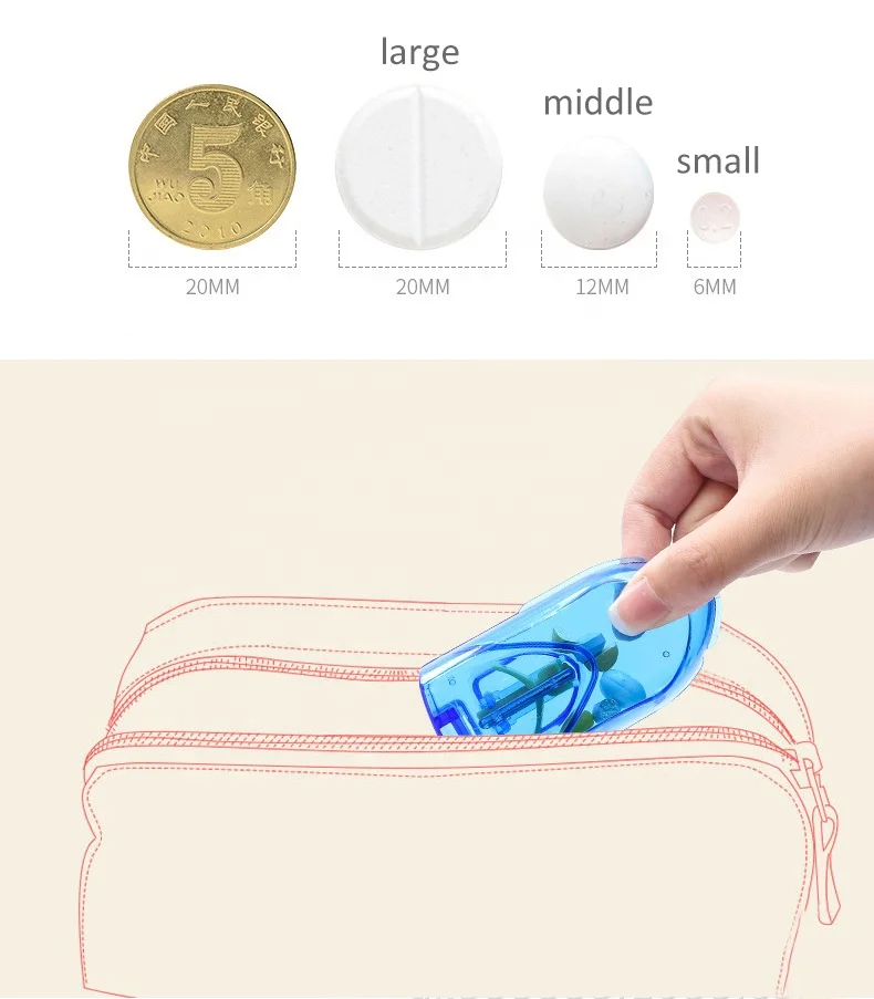 Хит продаж, портативный экологически чистый пластиковый резак для таблеток с контейнером для таблеток