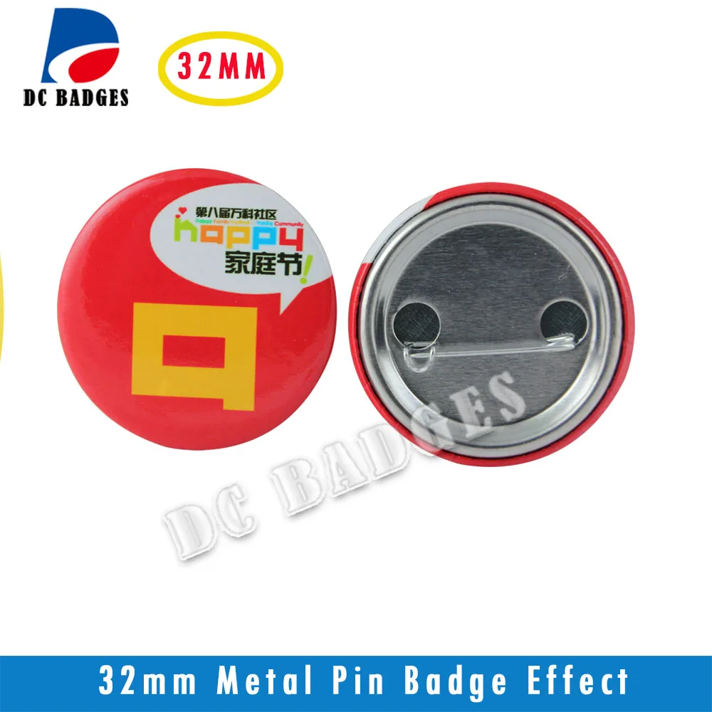 32mm Button Maker Kit with 500set Metal Pin Button Material and Paper Cutter