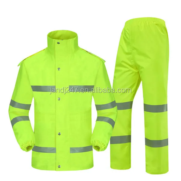 Windproof Cuffs Work PVC Rain Suit Hidden Hat PVC Raincoat PU Rainwear