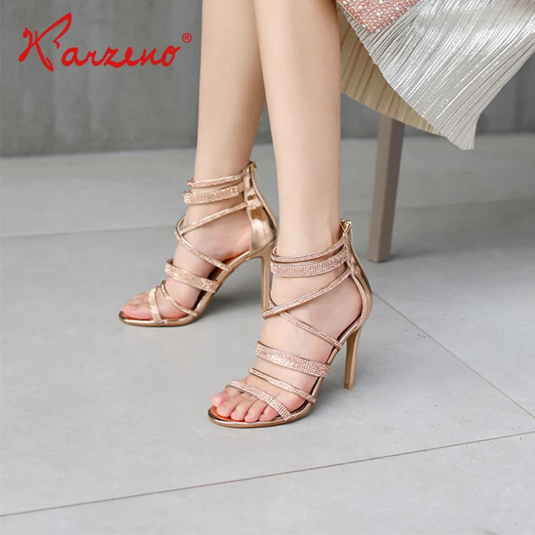 rose gold tie up sandals