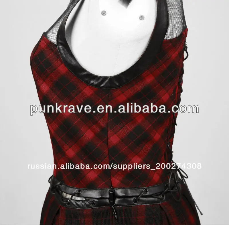 черный и красный шотландии панк-стиле плед юбка из панк-рэйв q-205