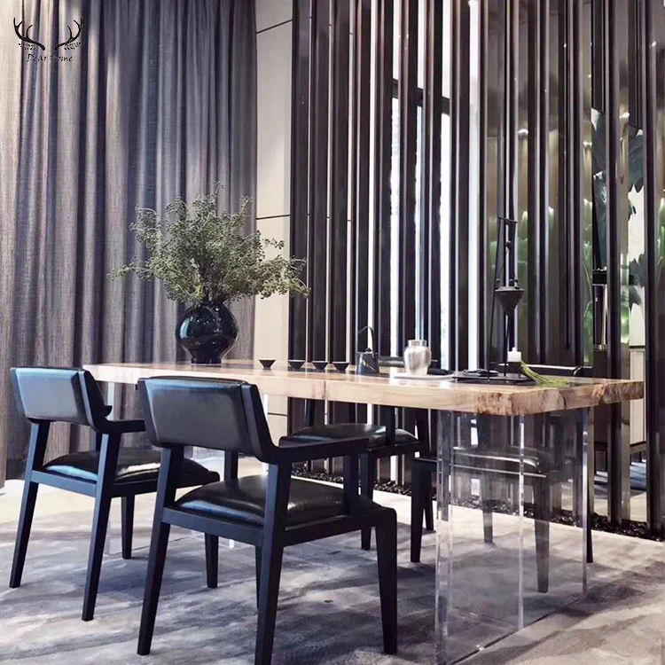 Modern Design Solid Wood Table Top with Live Edge Slab