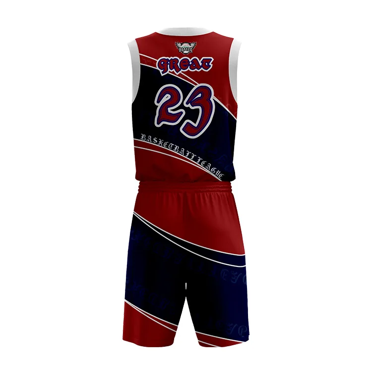 custom basketball jersey design blue and red personalized color digital  sublimation printing custom basketball uniforms china