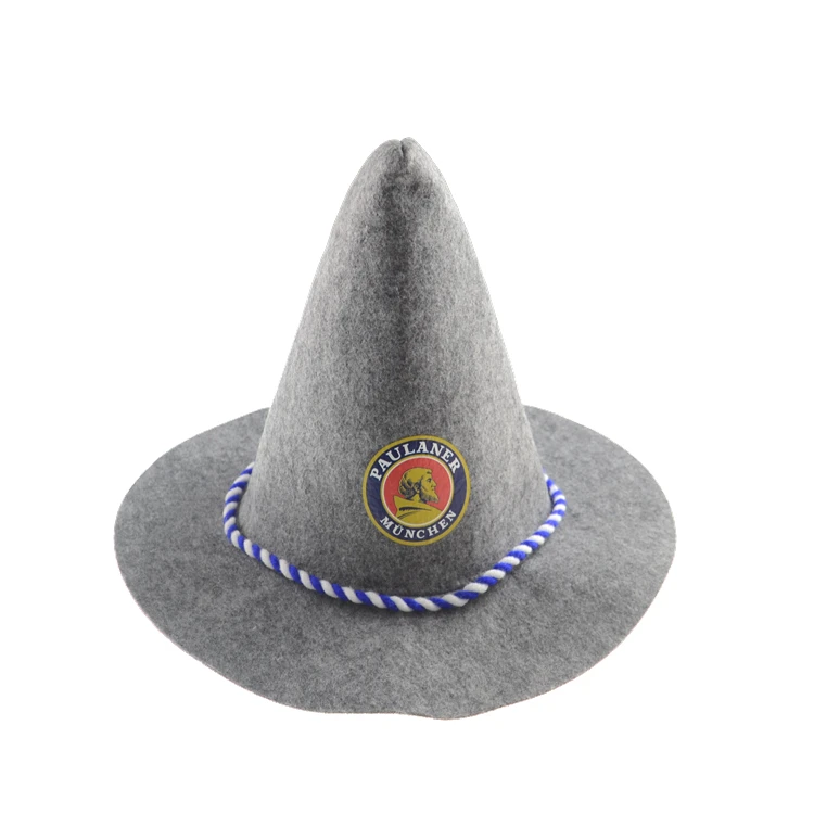 Wholesale Costume Women Traditional Grau Germani Wool Fabric Customized Bavarian Oktoberfest Hat for Carnival Holiday Gifts