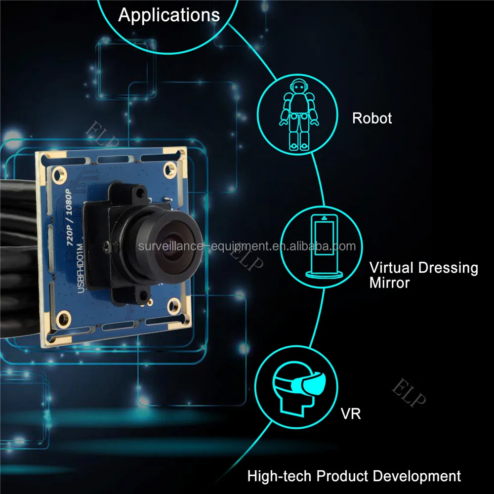 Высокоскоростная веб-камера ELP 1920x1080 Mjpeg 30fps 640x480 Mjpeg 100fps с usb-модулем