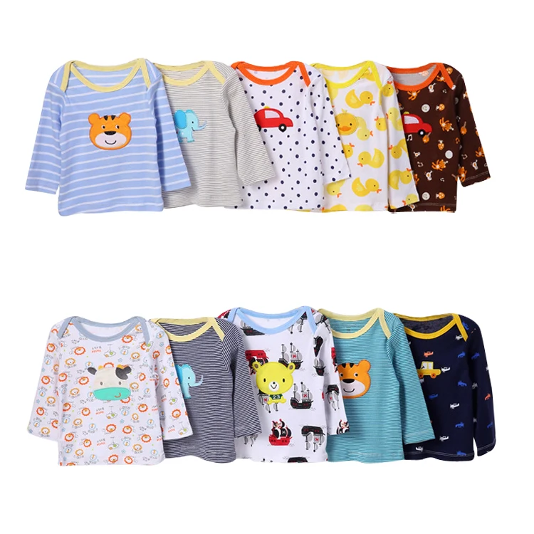 
 Оптовая продажа, одежда для малышей, 5 шт., с длинным рукавом, хлопок, Детская футболка  