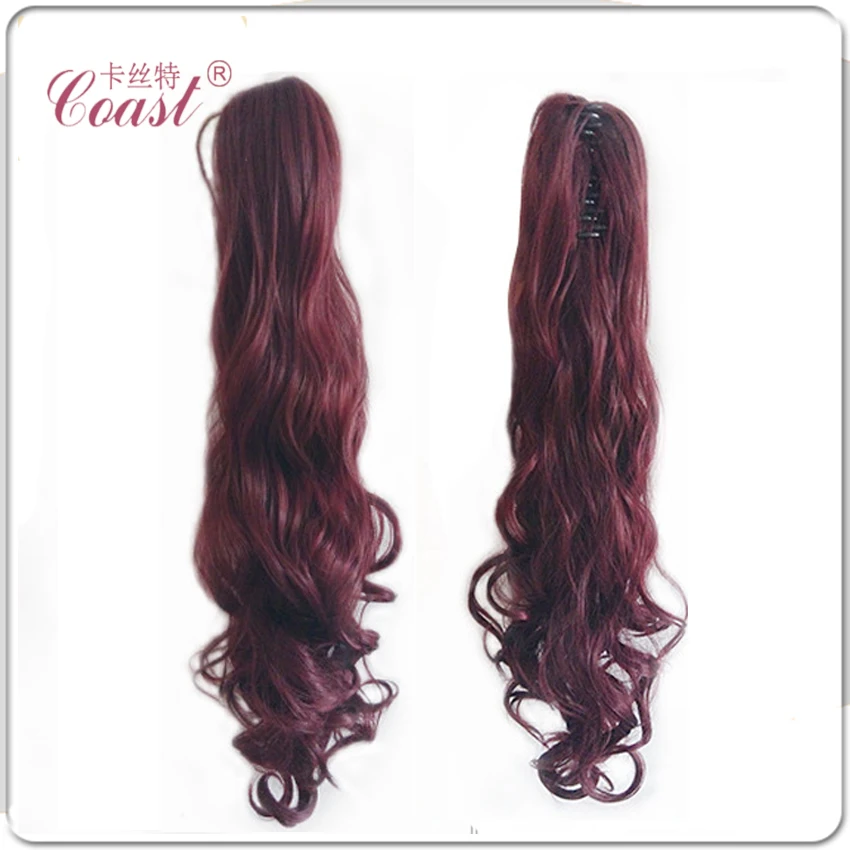 
 18 дюймов хвост длинный тело волна коготь зажим черный конский хвост Женские шиньоны  