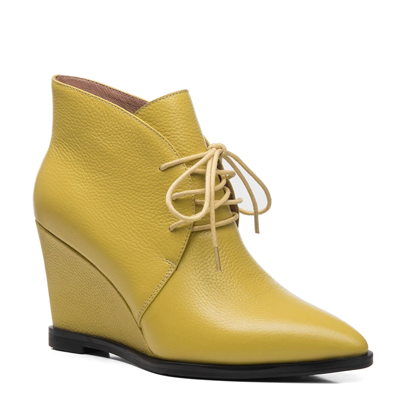 mustard wedge boots