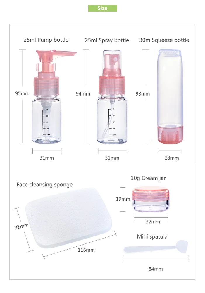 7pcs Travel Bottles Containers Travel Bottle Kit Set For Toiletries And