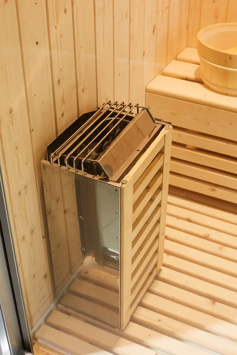 Black Steam Room with Wood Sauna Combined