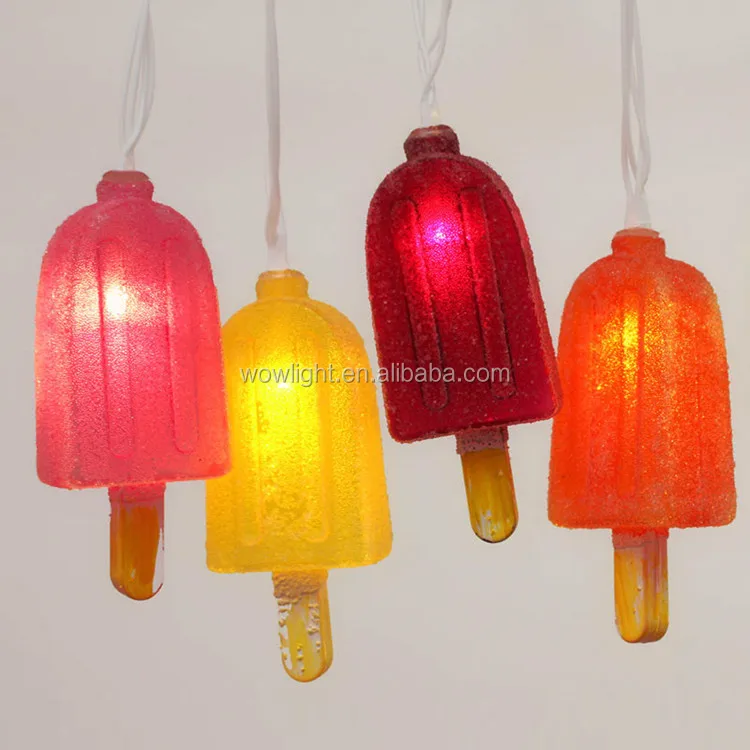STRING OF 8 NEW BATTERY OPERATED FROSTED POPSICLE LIGHTS WITH BATTERIES 
