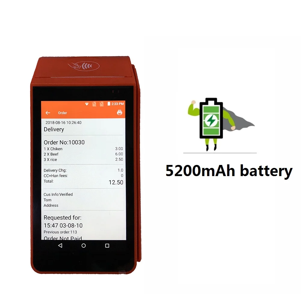 Parking Ticket Machine 4G Portable Handheld Printer Cheap Android POS with Printer